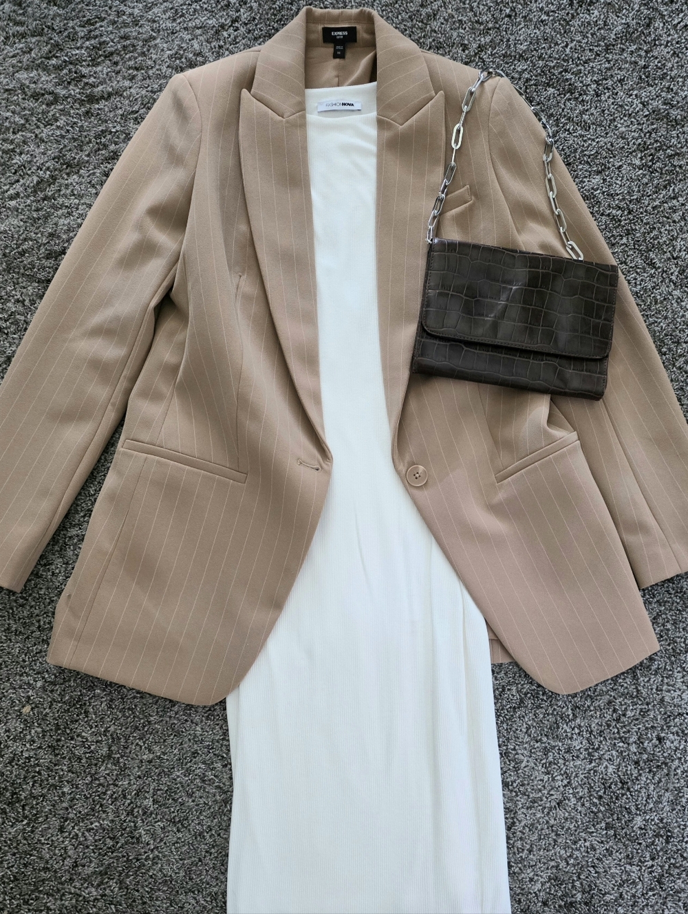 Express Tan Pinstripe Blazer – XS, Tailored Fit